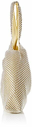 Side view of a beaded handbag with a handle