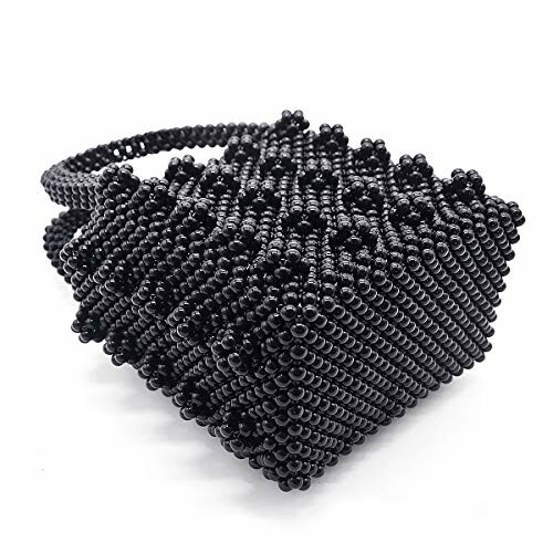 Black beaded handbag with handle