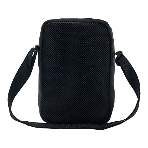 Black crossbody bag with adjustable strap.