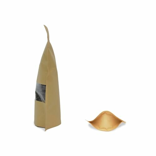 Brown paper bag with a transparent window and a separate lid.