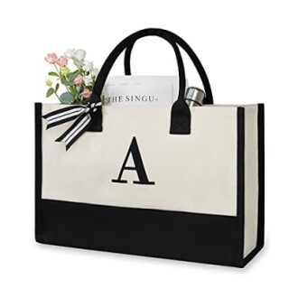 Personalized Initial Canvas Beach Bag
